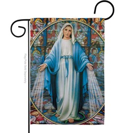Ornament Collection Faith Our Lady of Grace Garden Flag Religious Hope Peace Dove Christian Religion Easter Small Decorative Gift Yard House Banner Made in USA 13 X 18.5