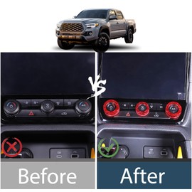 Car Central Control Air Conditioning Volume Knob Ring Cover Trim Compatible Ford Ranger 2023 2024，Aluminum A/C Air Conditioner Volume Switch Button Knob Cover accessories (Mech Style, Red)