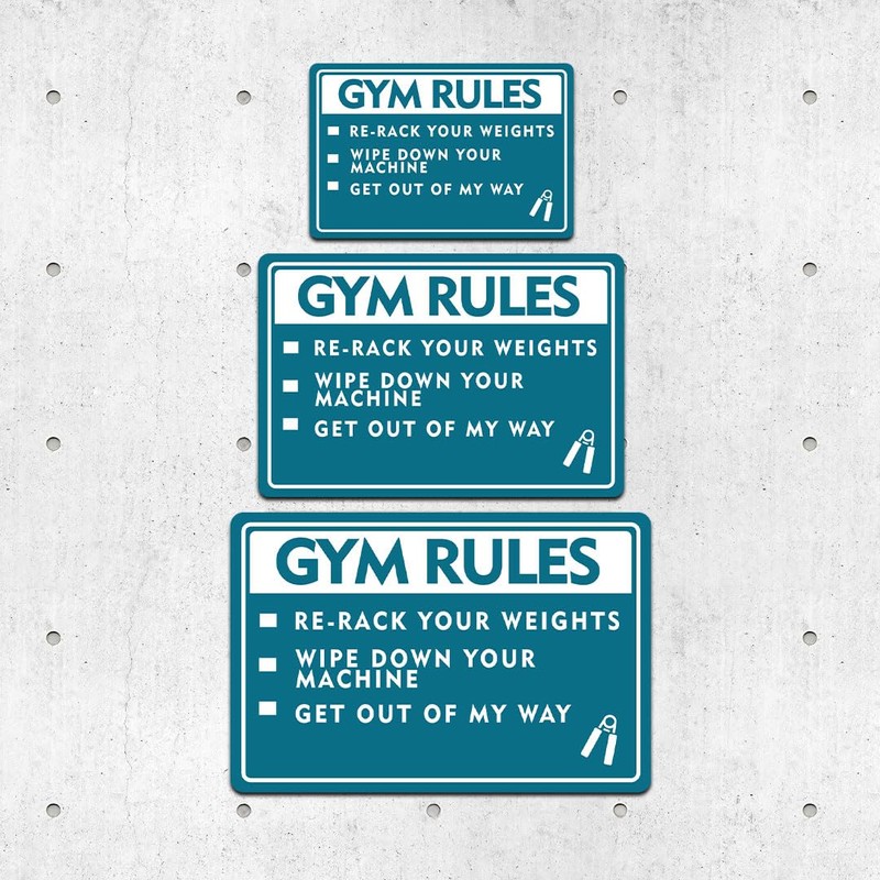 Classic Framed Plus Gym Rules Re-Rack Your Weights Wipe Down