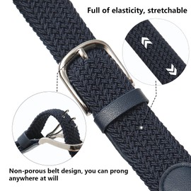 Monopa Kids Elastic Braided Belt - Pin Buckle Stretch Golf Baseball Belts for Boys and Girls Aged 4-12 Years (Navy blue)