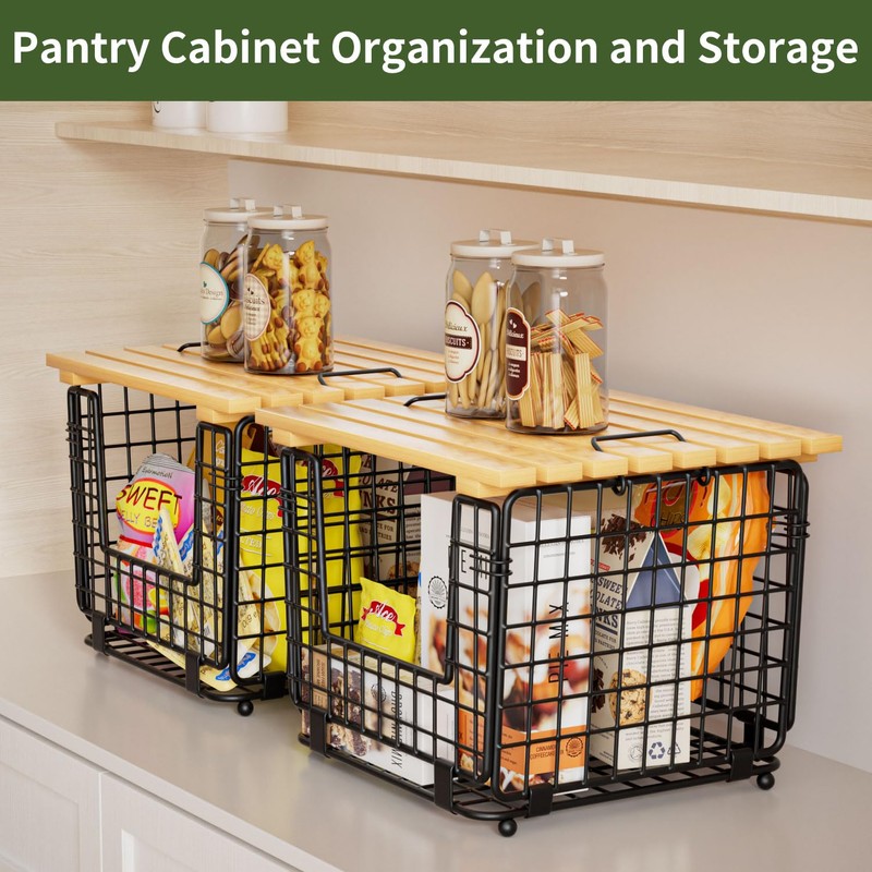Wire Storage Basket for Kitchen Pantry: GGIU Stackable Kitchen Counter