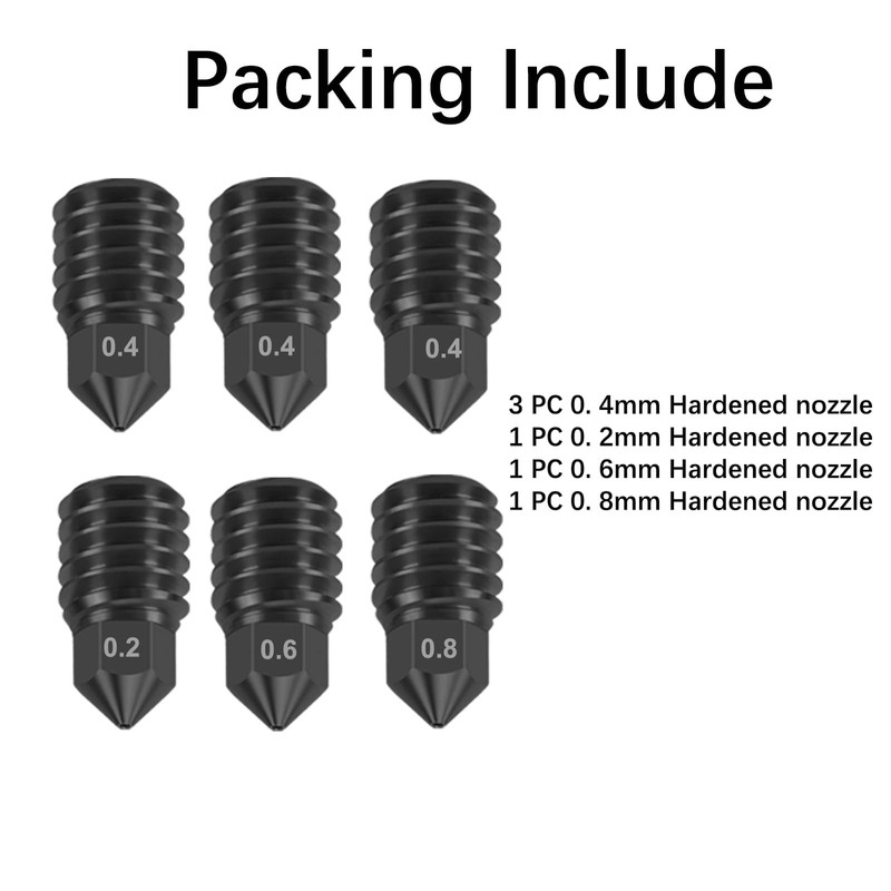 6 Hardened Steel Nozzles for Bambu Lab Printers, High Flow