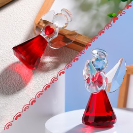 Crystal Guardian Angel with Heart Figurine Ornaments Gift for Women, Glass Angel Sympathy Collectible Christmas Decor