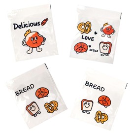 50 Pack 7x7 Inch Resealable Bread Bags with Cute Patterns - Clear Self Sealing Bakery Bags for Bagels, Toast, Croissants | Food Safe Plastic Packaging