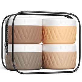 Kuangre Travel Containers for Toiletries, Silicone Cream Jars BPA-Free, TSA Approved 2oz Travel Size Containers, Leak-proof Travel Essentials with Lid for Cosmetic Face Hand Body Cream (4 Pack)