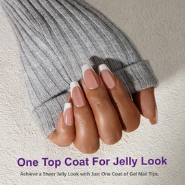 Long Coffin French Tip Press on Nails, Gel X French Tip Nails SXVME Matte White French Tips Pre-applied Tip Primer Natural Brown Fake Nails Extensions Gel X Nail Kit for Women Nails DIY, 300Pcs