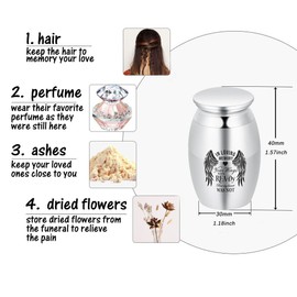 QGJNSGC Small Keepsake Urns for Human Mini Cremation Urn for Pet Ashes Small Funeral Urns for Ashes Stainless Steel Cremation Funeral Urn (Silver Paw)