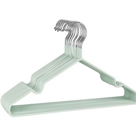 Premium Rubber Coated Metal Hangers - Heavy Duty - Space Saving Organiser Clothes Hangers For Wardrobes Coat Rack Rails Thin and Non-Slip Chrome