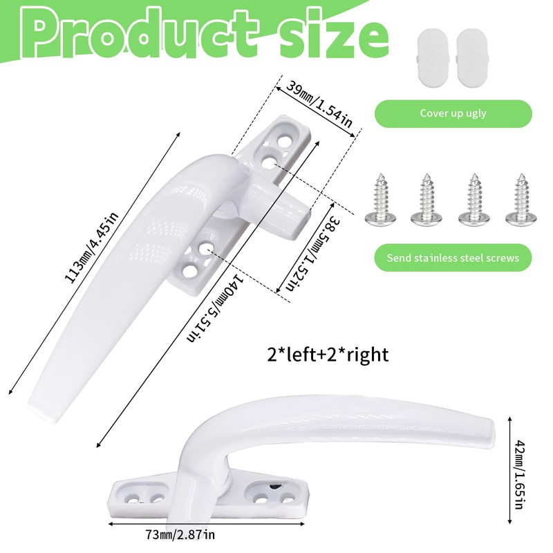 RFYTDCF 4PCS Window Handles, Window Latches for UPVC Windows Right/Left