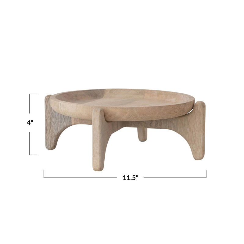 Bloomingville Round Wooden Platter with Stand, Natural