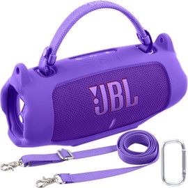 khanka for JBL Charge 6 Waterproof Portable Bluetooth Speaker Silicone Case,Soft Protective Sleeve Cover with Shoulder Strap for JBL Charge 6 Speaker (Purple)