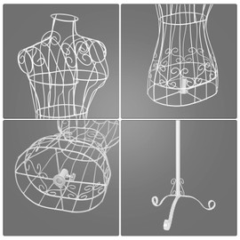 SHAREWIN Mannequin Torso, Female Model Display Mannequin Body Adjustable Height, Garment Rack Form Fitting Dress Display Stand, White