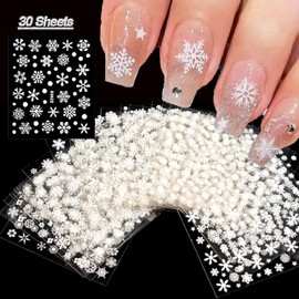 Christmas Nail Stickers 30 Sheets Christmas Nail Decals Elk Snowman Nail Art Supplies Winter Nail Art Designs 3D Self Adhesive Santa Claus Nail Art Stickers for Women DIY Acrylic Nail Decorations