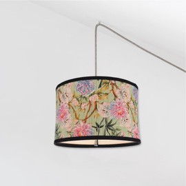 Holibanna Vintage Lamp Shade Drum Lampshade Floral Chandelier Lamp Cover Replacement Light Shade E27 Table Lamp Shade Retro Light Bulb Holder for Pendant Light Floor Lamp B