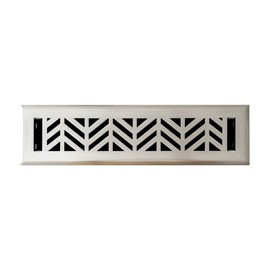 Empire Register Co, Vent Cover - 2x12 inch, Chevron Design, Brushed Nickel Finish, Heavy Duty Floor Vent Covers, Metal Damper Attached Vent Covers for Home Floor only