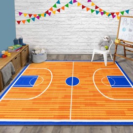 Handcraft Rugs-Kids Rugs Play time/Basketball Court/Field Non-Slip/Rubber Back Area Rug/Game Carpets for Kids Toy Kids Learning Rug Kids Floor Rug (8 by 10 Feet)