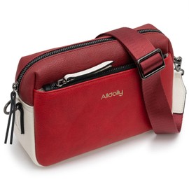 Alldaily Small Triple Zip Crossbody Purse for Women, Leather Phone Bag with Wide Shoulder Strap