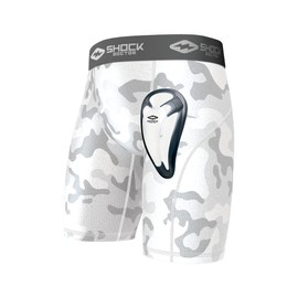 ‎Shock Doctor Compression Short Underwear for Men with BioFlex Cup. Athletic Support White Camo