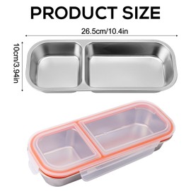 Tinoaly Stainless Steel Snack Containers with Lids, Reusable Double Compartment Leakproof Food Storage Box for Kids Adults School Travel Picnic