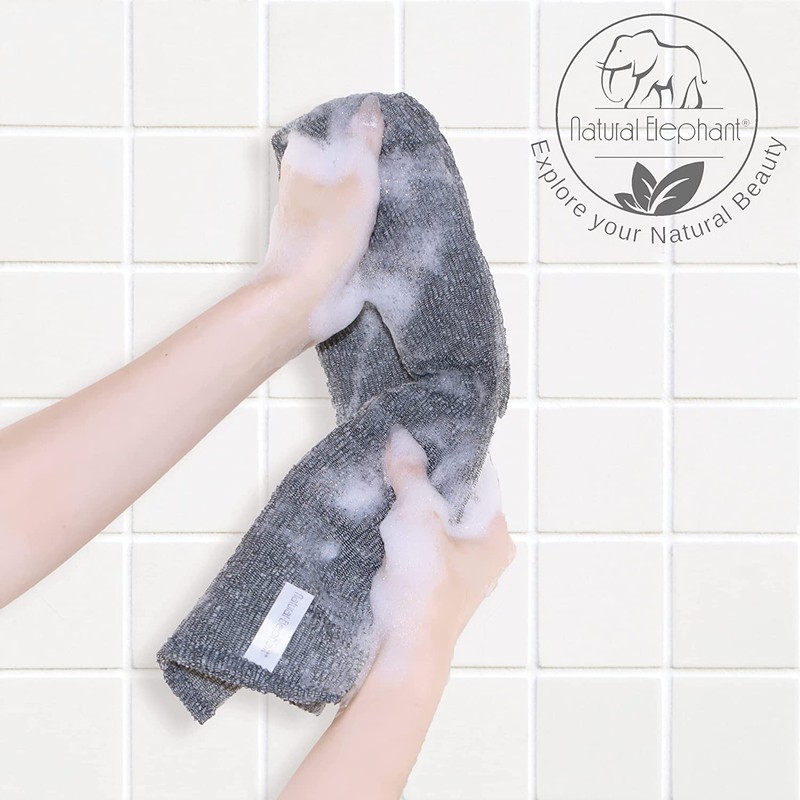 Natural Elephant Exfoliating Washcloth - Pearl White Japanese Shower Scrubber