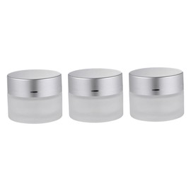 PACKOVE 3 Pcs Small Frosted Glass Cream Jars Refillable Containers with Inner Liners for Skincare Travel and Sample Storage