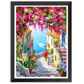 Jakener Urban Landscape Cross Stitch Kits for Adults Beginners - Embroidery Kits for Adults Beginners,11CT Counted Embroidery Needlepoint Kits DIY Home Decor 12x16 Inch