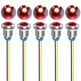 Gebildet Pack of 5 12 mm 230 VAC LED Metal Indicator Light Waterproof Signal Lamp (Red)