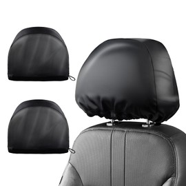 Sprouterie Headrest Covers for Cars Satin Universal Car Headrest Covers 2pcs for Hair Protection Adjustable and Reusable Anti-Dirty Flexible Hear Rest Cover for Auto Cars Trucks Black