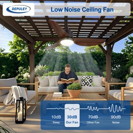 Depuley 42-Inch Outdoor Ceiling Fans: Walnut Waterproof Gazebo Fans with Lights Remote App Control - 3-Blade Plug-in Outdoor Hanging Fan for Patios Pergola Porch 6 Speed Reversible