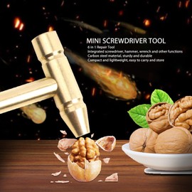 FLEXMAN Mini Hammer Kit, 6 in 1 Mini Carbon Steel Multifunctional Metal Hammer, Portable Camping Hammer Set, Cross Screwdriver Hammers Tools for Electronic Maintenance