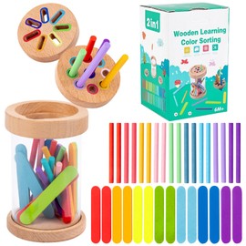 LETTERASHQP Colour Shape Sorting Toy Colour Sorting Game from 1 Year 2-in-1 Colour Sorting Toy Sorting Game Wooden Toy Motor Skills Toy from 1 2 3 4 Years Educational Games Learning Toy Children's Toy