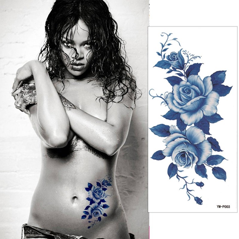 The Fantasy ymp6007 Tattoo Sticker, Rose, Flower, Lotus, Regular Size,