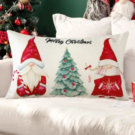 JOTOM Christmas Cushion Covers 30x50 cm Christmas Pillow Covers Winter Merry Christmas Decorative Lumbar Throw Pillow Covers Xmas Tree Pillowcases for Home Sofa Bed Couch Holiday Decor