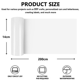 Smart Iron on for Cricut Joy, 14 x 200 cm, White Plotter Film, Textile, Smart Heat Transfer Vinyl, Flex Film Plotter Textiles for Iron-on, PU Plotter Film, Textile for Fabrics, T-Shirts, DIY Patterns
