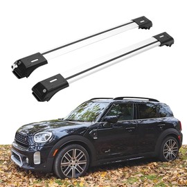 ERKUL Roof Rack Cross Bars for Mini Cooper Countryman 2017-2024 | Aluminum Crossbars with Anti Theft Lock for Rooftop | Compatible with Raised Rails - Silver