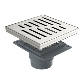 4 Inch Square Shower Drain, EMBATHER 304 Stainless Shower Floor Drain and Shower Drain Cover Included Hair Catcher and Leveling Feet, Brushed Nickel