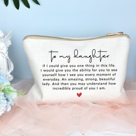 Gift from Mother to Daughter Makeup Bag Motivational Gift Birthday Gift for Daughter Cosmetic Bag Inspirational Gift for Women Graduation Gift Christmas Gifts Mother’s Day Gift