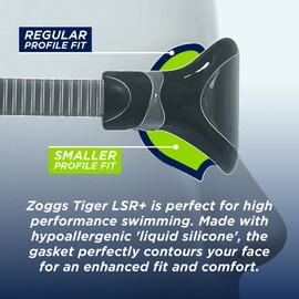 Zoggs Tiger Adult Swimming Goggles, UV protection swim goggles, Quick Adjust Comfort Goggle Straps, Fog Free Swim Goggle Lenses, Zoggs Liquid Skin Flexibility & Fit, Titanium Lens Sun Protection