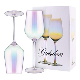 Wine Glasses Set Crystal Red Wine Glass Large 17 Ounce Long Stem Hand Blown Iridescent White Wine Glass Set of 2 for Wedding, Anniversary, Christmas, Birthday, Gifts