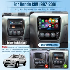 Naifay Android Car Radio for Honda CRV 1997 1998 1999 2000 2001 with Wireless CarPlay Android Auto, 2+32G 9 Inch Touch Screen for CRV Car Stereo Bluetooth GPS WiFi SWC FM Backup Camera (Manual A/C)