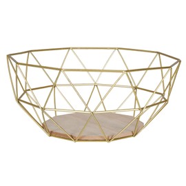 levandeo Metal Basket, Copper, 26 x 12 cm Modern, Wood, MDF, Brown Bowl, Decorative Design, Table Decoration