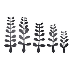 KOLYMAX Metal Garden Stakes Set of 5, Black Leaf Plant Stakes Outdoor Yard Decorations, Metal Leaf Garden Decor for Lawn Flower Bed Planter Patio Backyard, Decorative Plant Stakes for Garden