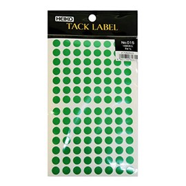 HEIKO Tack Label (Sticker) No.015 Round, Green, 0.3 inches (9 mm), 1680 Pieces/62-1029-55