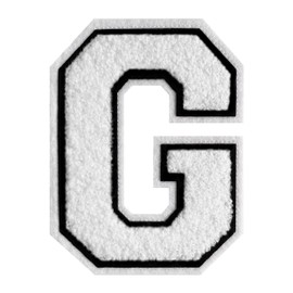 4.5 Inch White Chenille Varsity Letter Patch - Iron On Letterman Jacket Patches for Clothing, Hats, Jeans, Bags & Backpacks (1 PC)