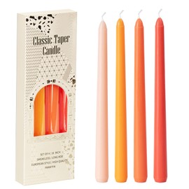 Orange Taper Candles, 10 inch Gradient Tapered Candles,4 Pack Unscented and Smokeless Long Burning Candles with Cotton Wicks,Tall Candlesticks,Ideal for Weddings, Dinner Parties, and Home Décor