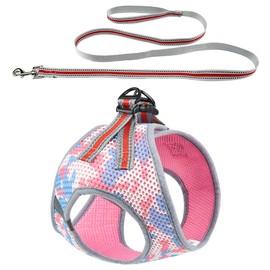 DYAprWu Breathable Air-mesh Dog Harness and Leash Set Step-in Vest Harness and Leash Set for Small Medium Dodgs and Cats (XL(Neck Girth 18"/Chest Girth 20"), Pink)