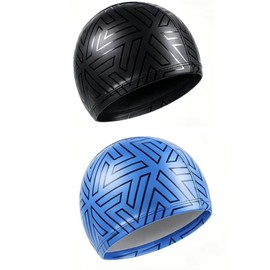 2 Gorra Natacion de PU para Adultos, Gorro Nadar de Impermeable Elasticidad,Unisexo,Ideal para Cabello Largo y Corto,Adecuado para natación, Entrenami