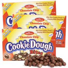 Chocolate Chip Edible Cookie Dough Bites, Dessert Topper and Movie Theater Candy, 3.1 Ounces (Pack of 3)