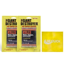 Giant Destroyer Smoke Bomb Gasser – Rodent & for Gophers, Moles, Groundhogs & Rats – 2 Pack (8 Tubes) + Jecudi Towel