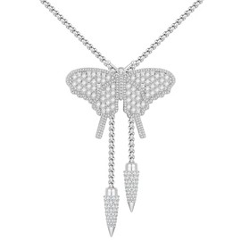 Legit Bling Modern Redefine Bolo Tie Necklace with Gold Chain For Men Women, Native American Western Themed Hip Hop Style Cowboy Cowgirl Necklace, Medium, Stainless Steel, 5a cz